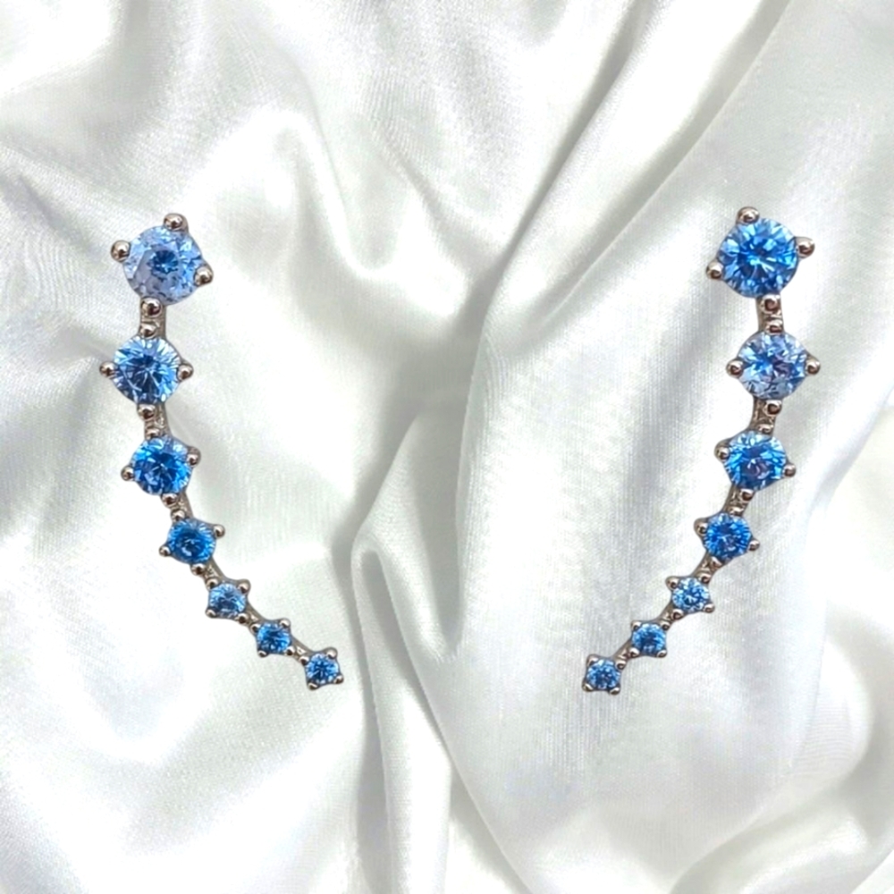 Dainty Dazzling Genuine Aquamarine Silver Earrings